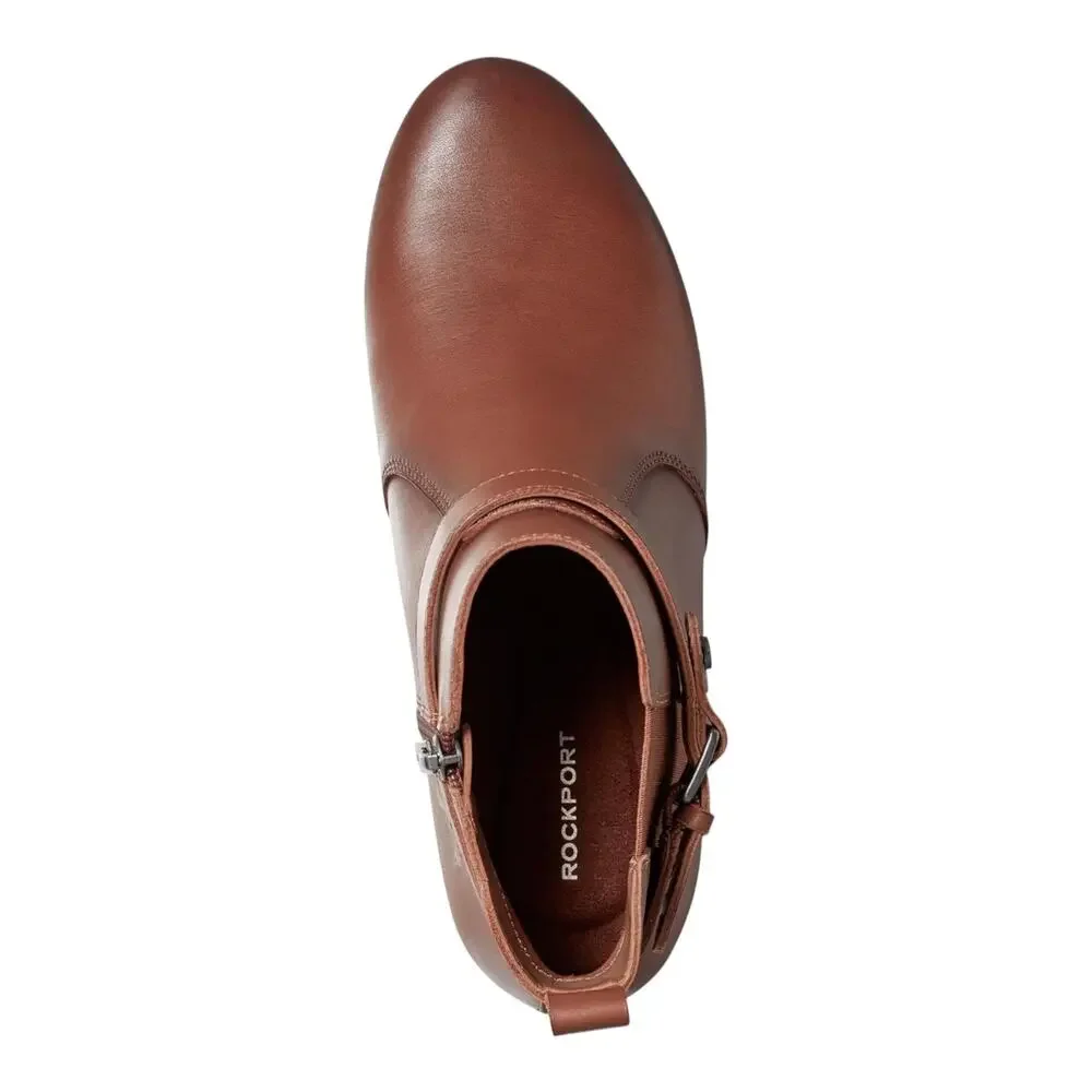 Rockport Women's Chole Leather Buckled Strap Booties Brown Size 7 1/2 W